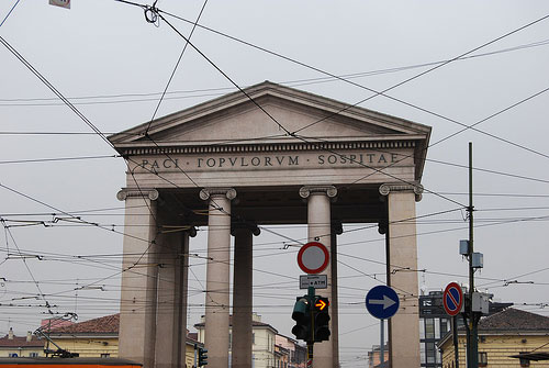 Porta Ticinese in the middle  of Milan 